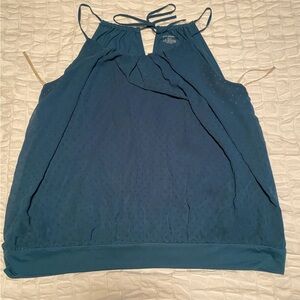Lane Bryant teal bubble tank top with tie back at neck. Size 18/20